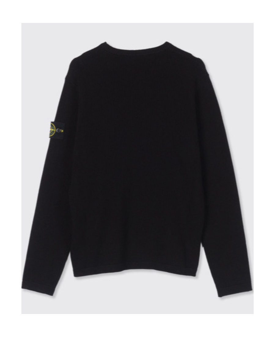 Shop Stone Island Logo-patch Chunky-knit Jumper In Black