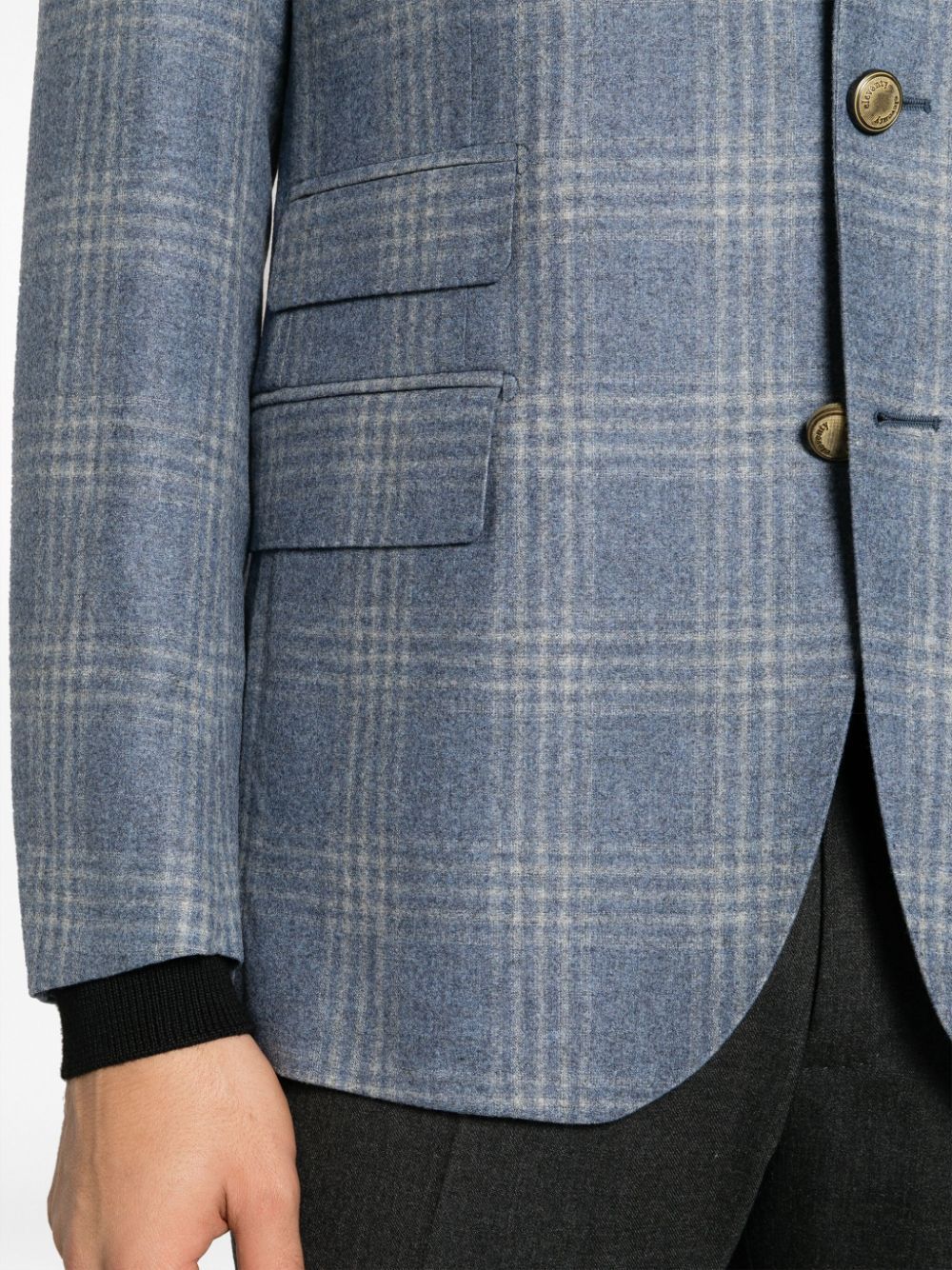 Eleventy Plaid-check Single-breasted Blazer In Gray