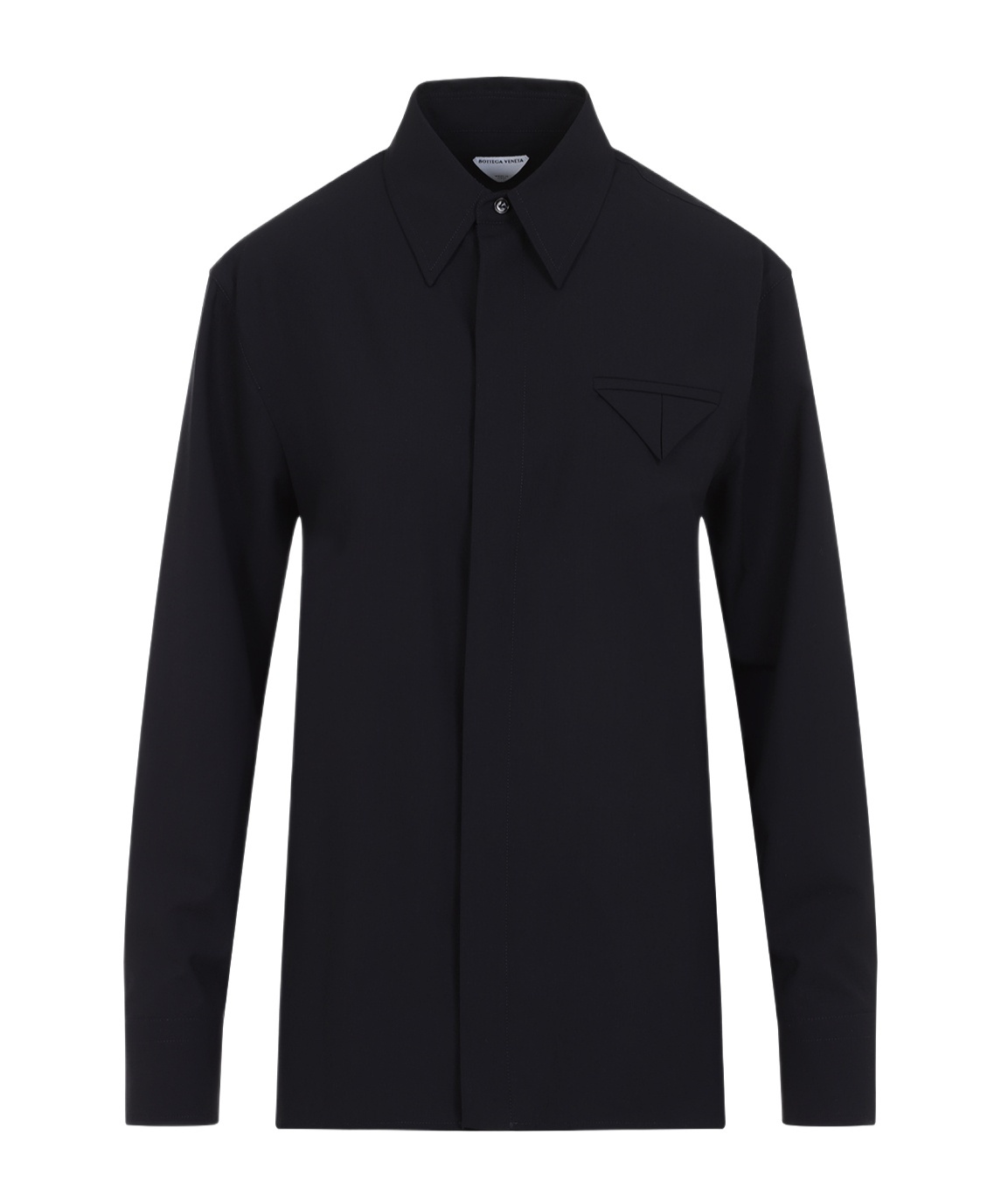 Bottega Veneta Long-sleeved Wool Shirt In Black