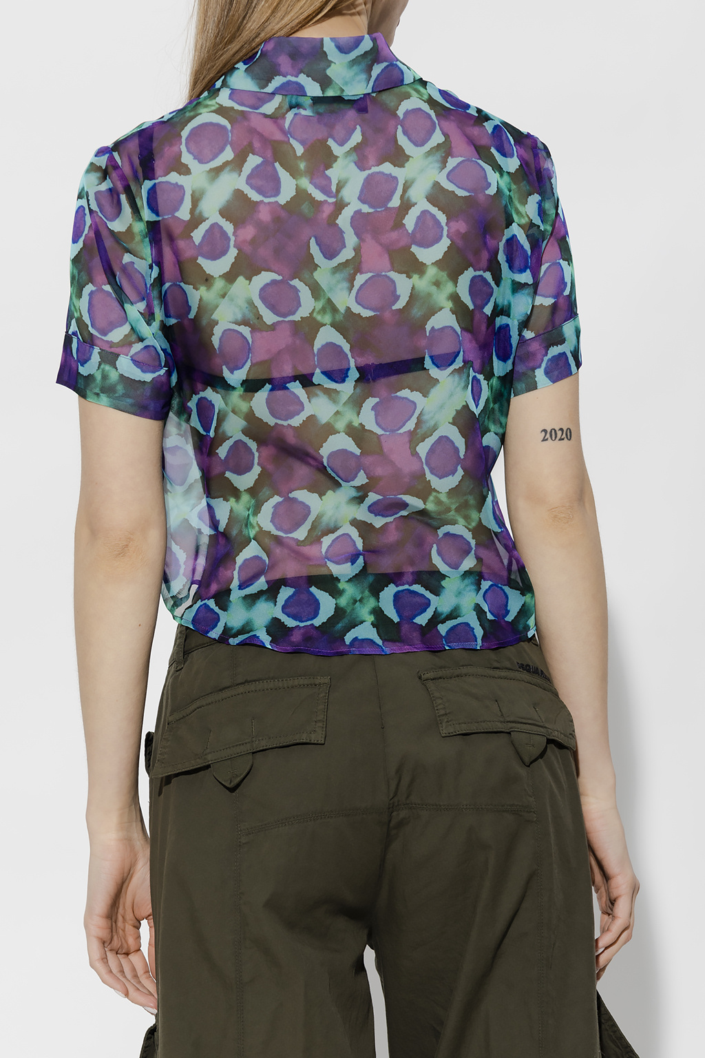 Dsquared2 Abstract Flower-print Short-sleeve Shirt In Blue