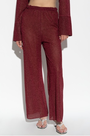 Oseree Lumière Lurex-effect Trousers In Brown