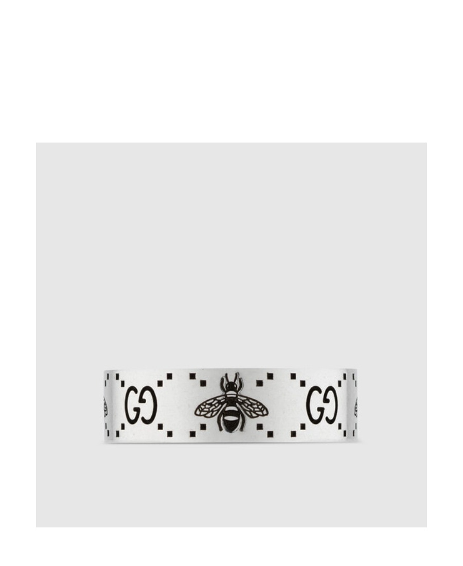 Gucci Gg And Bee Engraved Wide Ring