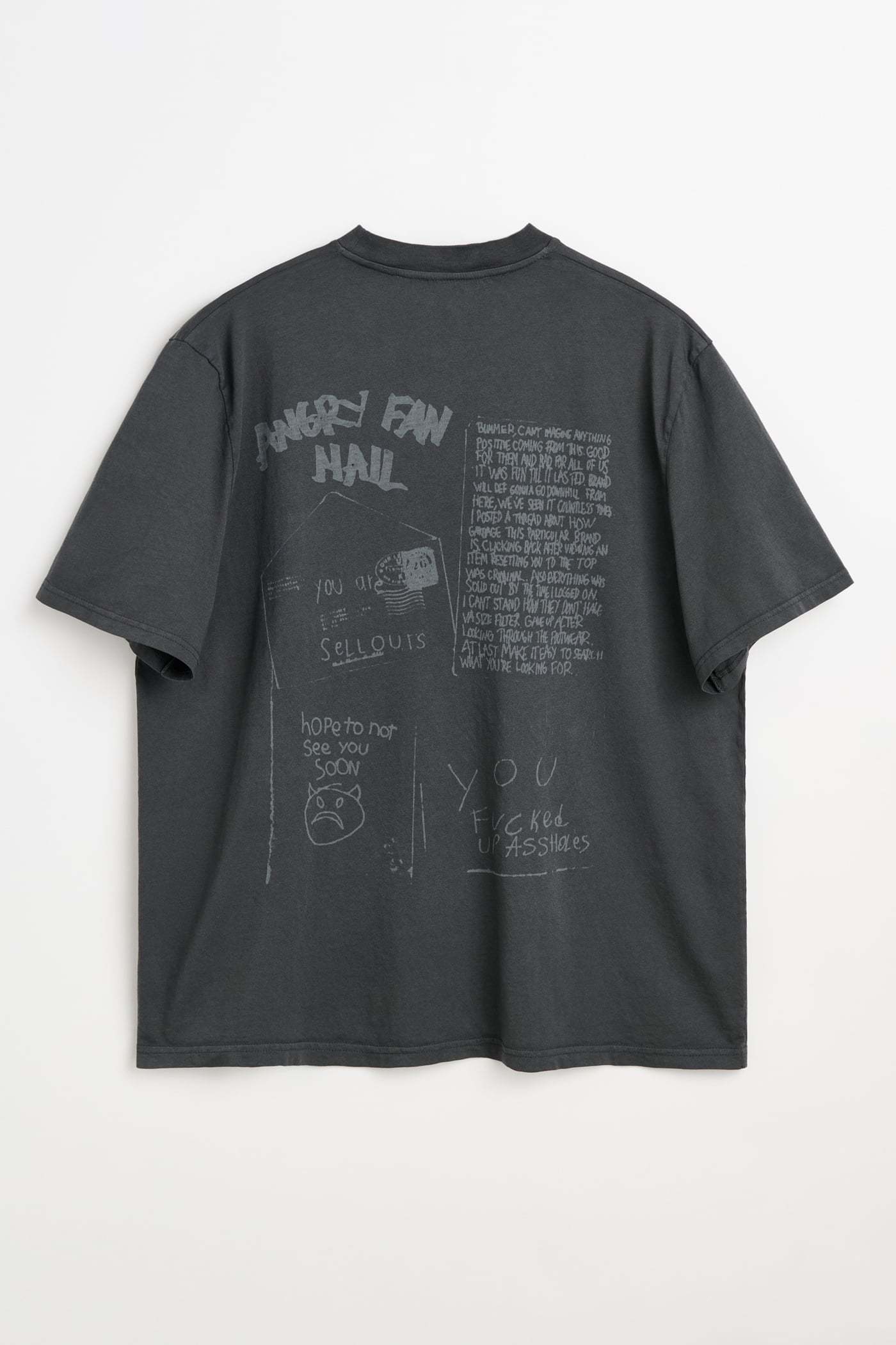 Our Legacy Men S Box T-shirt Angry Fan Mail Print In Gray