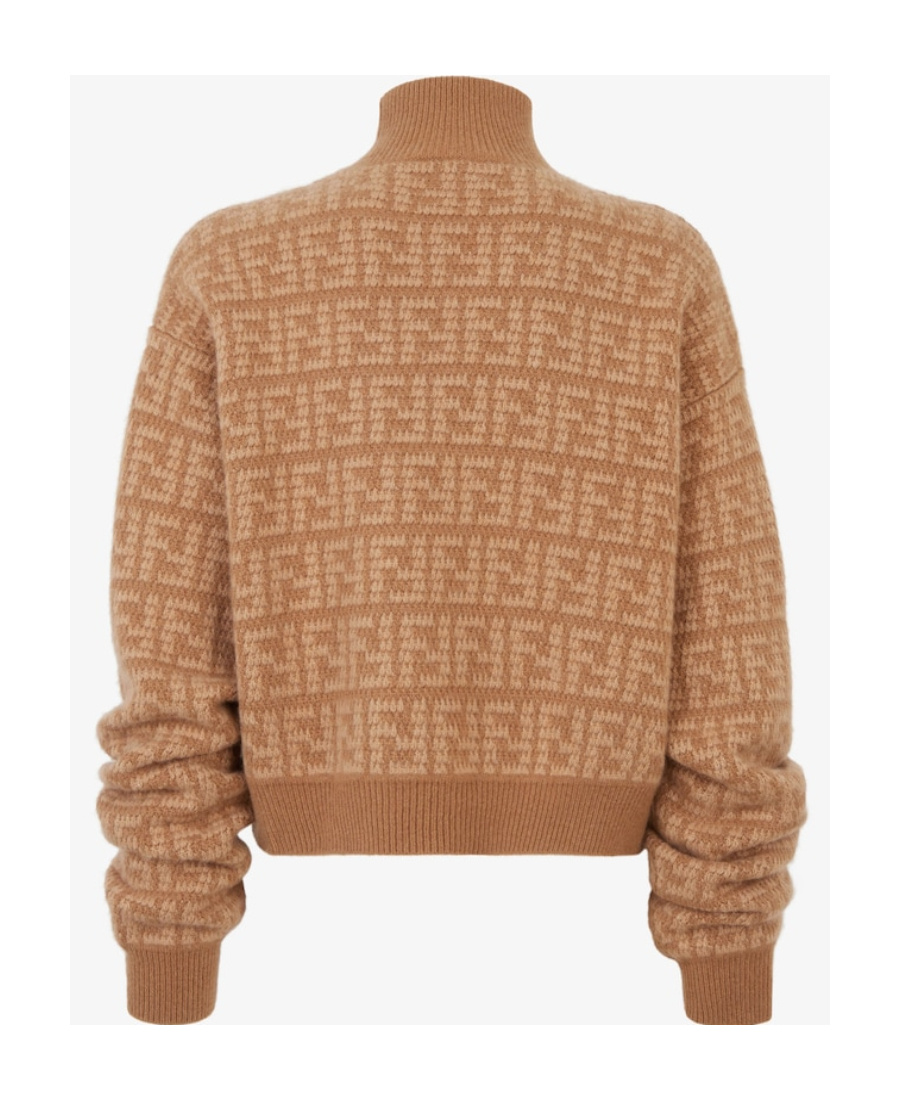 Fendi Ff-monogram Crochet-knit Jumper In Brown