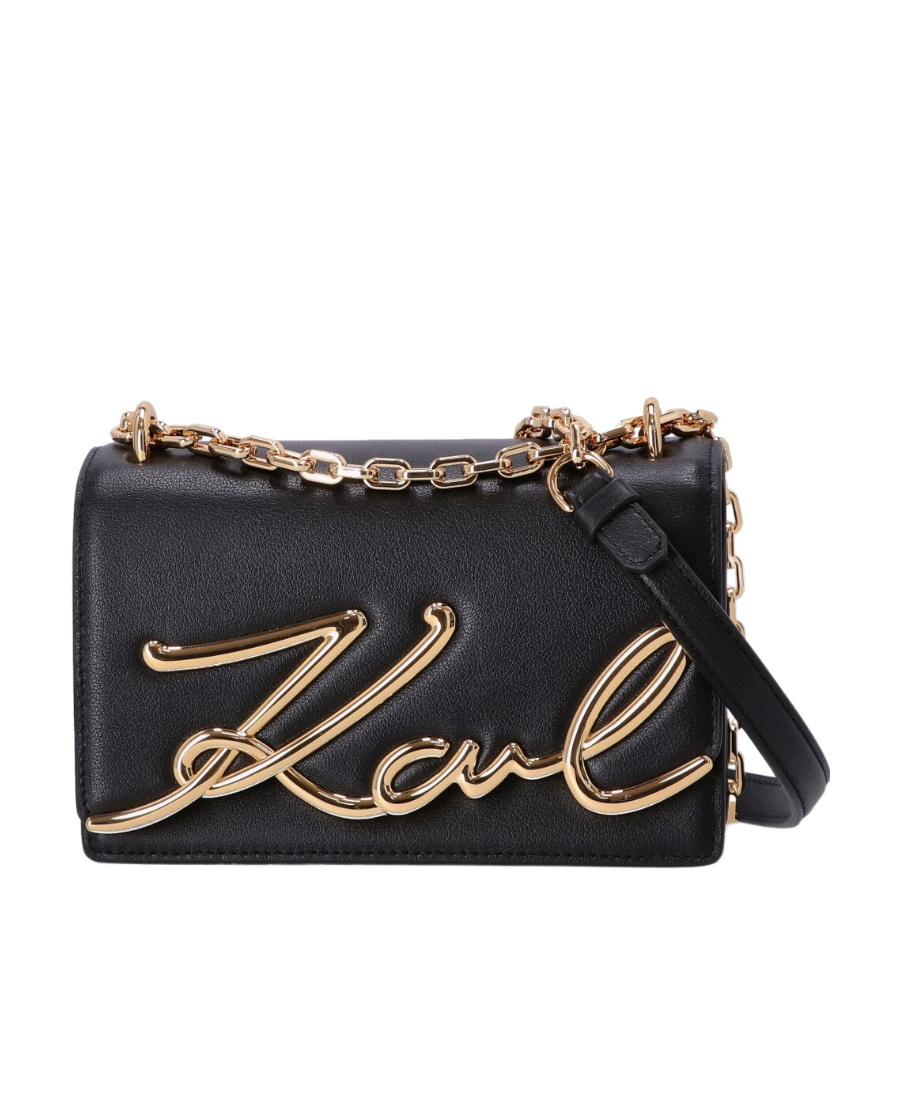 Karl Lagerfeld Karl-signature Leather Bag In Black