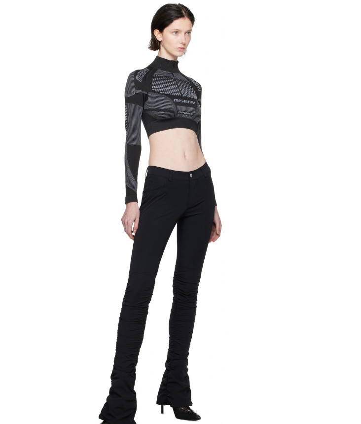Misbhv Logo-print Mock Neck Performance Top In Black
