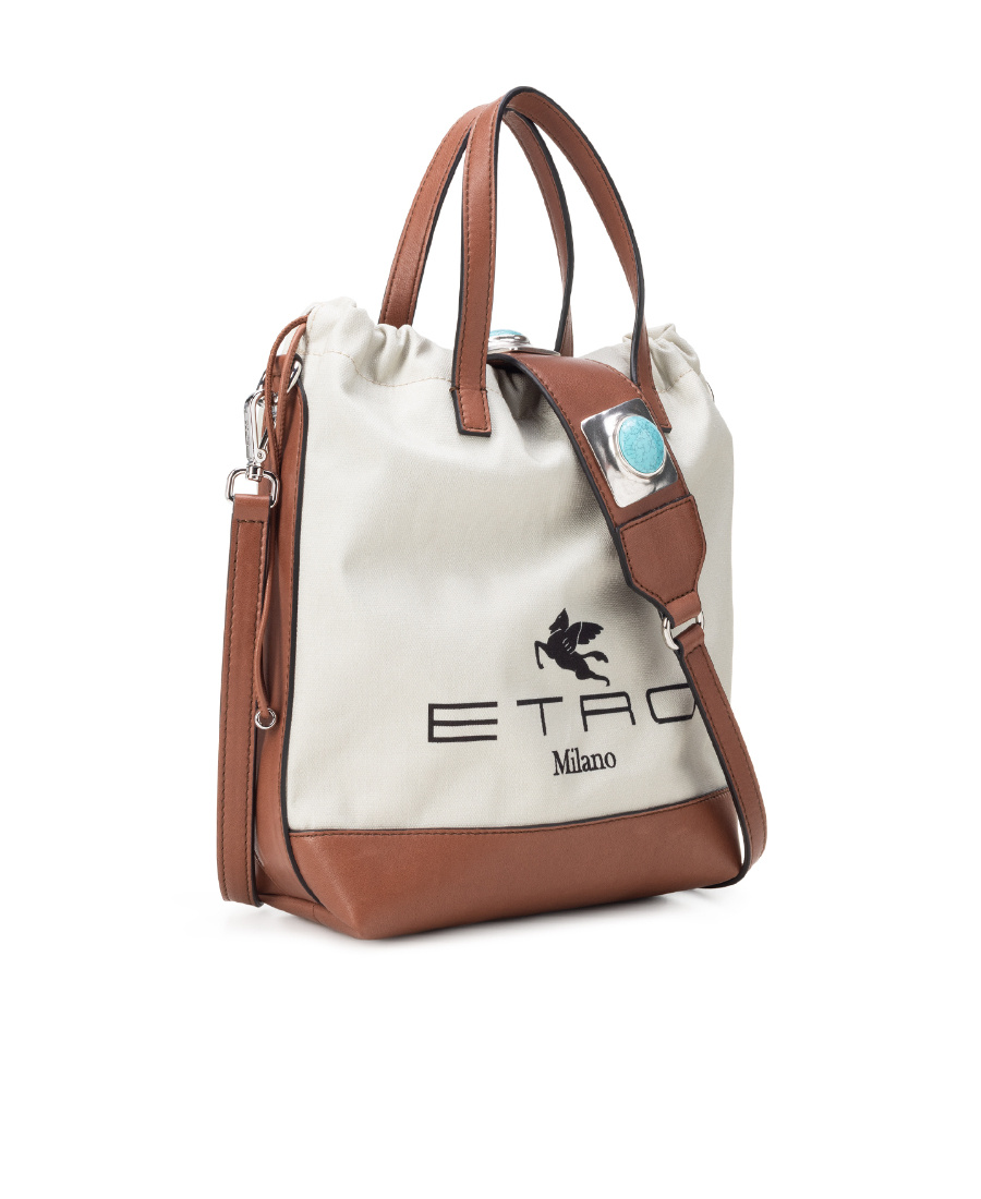 Etro Logo-print Bucket Bag In White