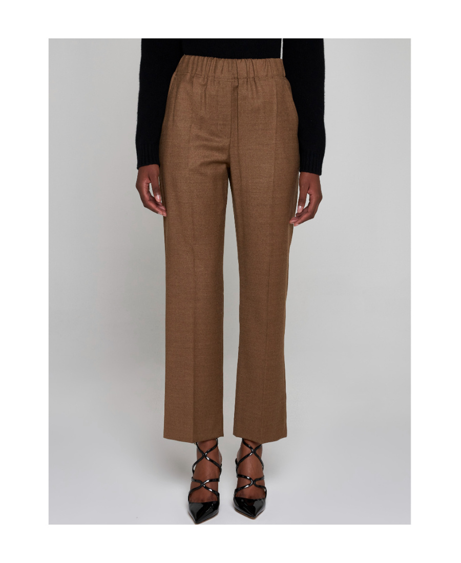 Weekend Max Mara Straight Leg Cropped Pants In Brown