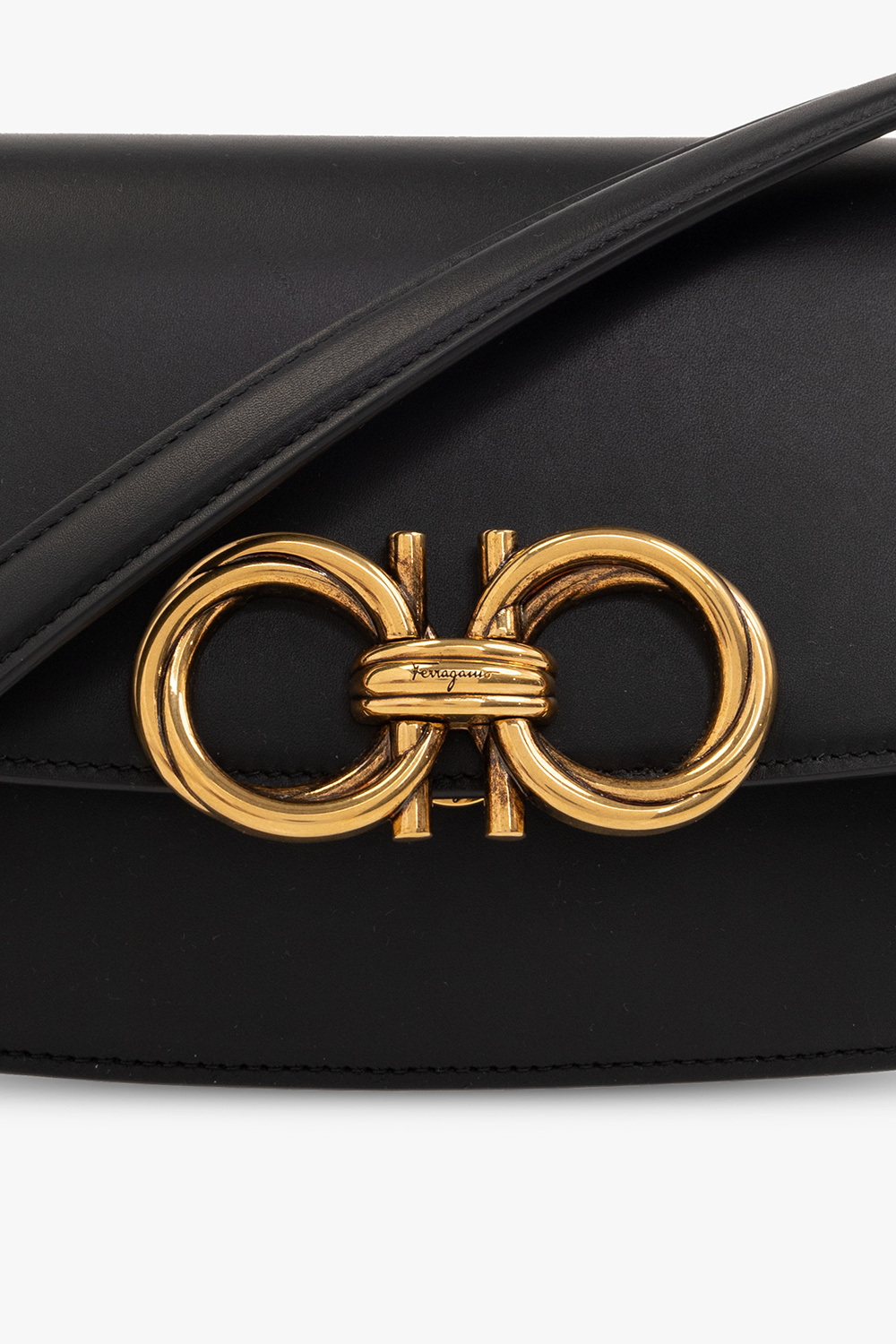 Ferragamo Salvatore Trapezio Logo Plaque Small Crossbody Bag In Black