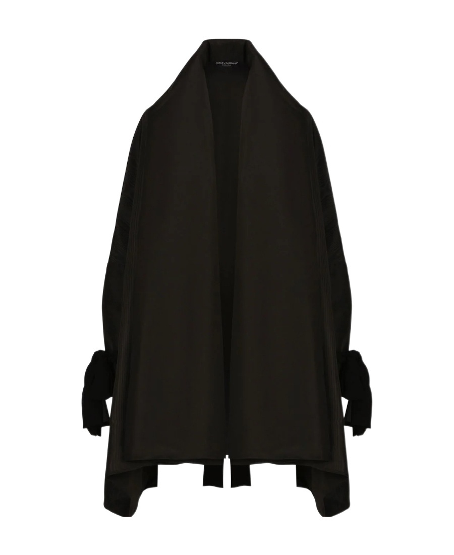 Dolce & Gabbana Dolce Gabbana X Kim Georgette Bow Detailed Cape In Black