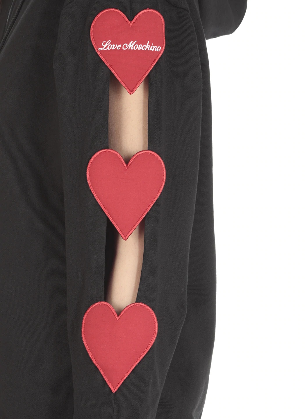 Moschino Cut-out Heart Zipped Hoodie In Black