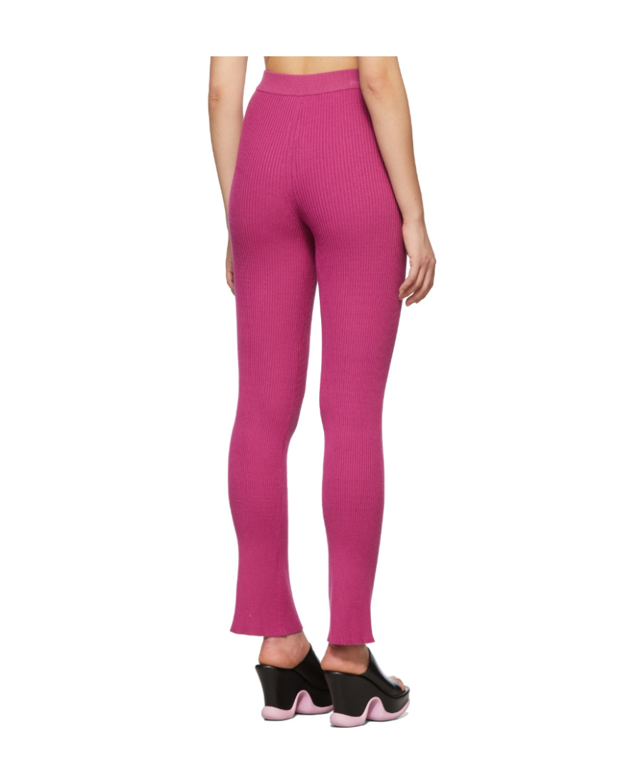 Msgm Stretch Ribbed Viscose Blend Pants In Pink