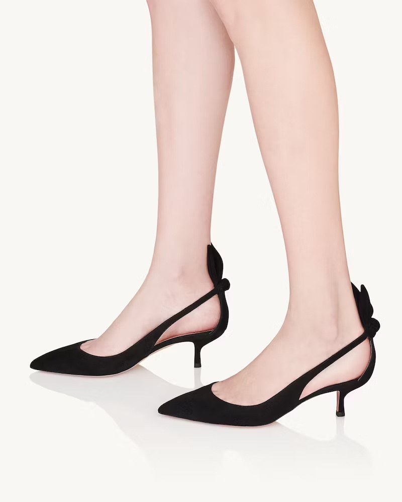 Aquazzura 50 Bow-tie Suede Pumps In Black