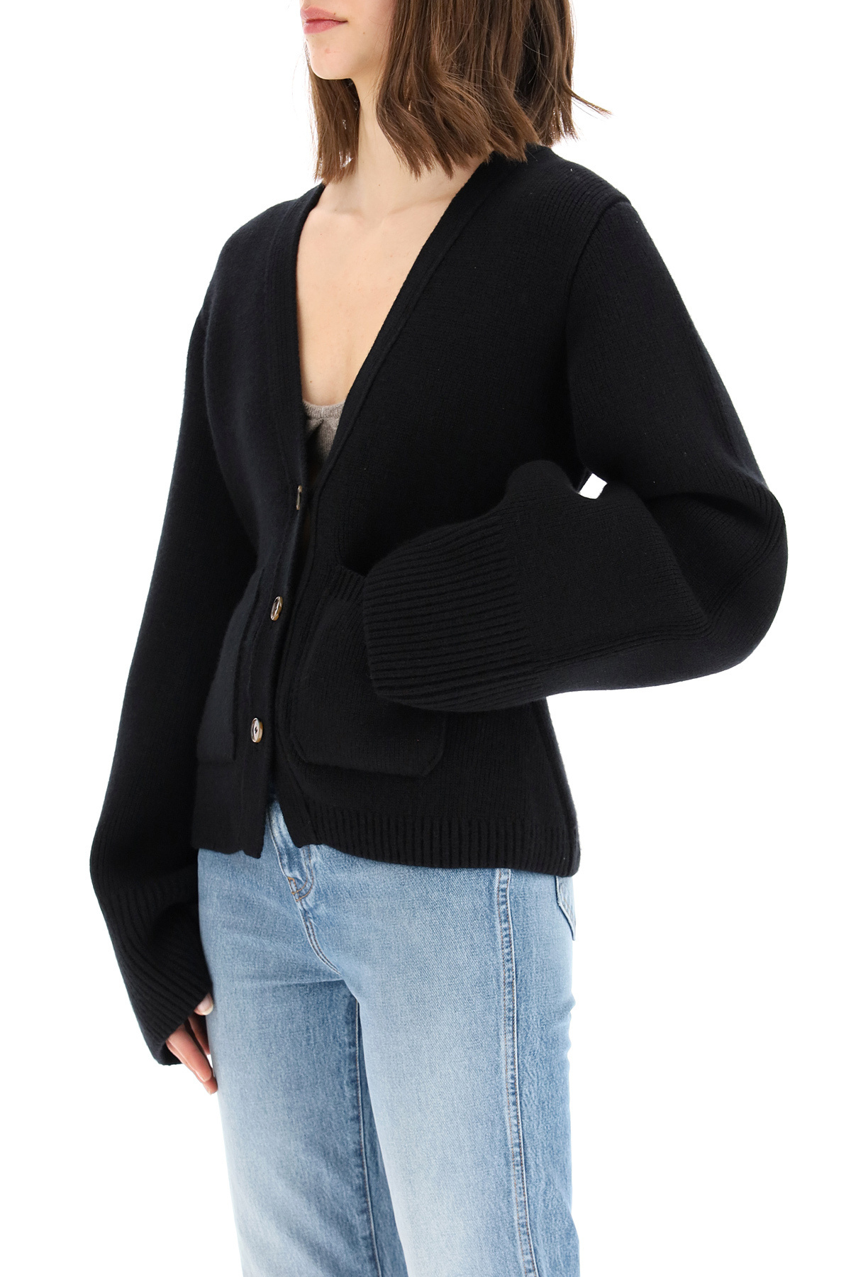 Khaite Scarlet Knitted Cardigan In Blue
