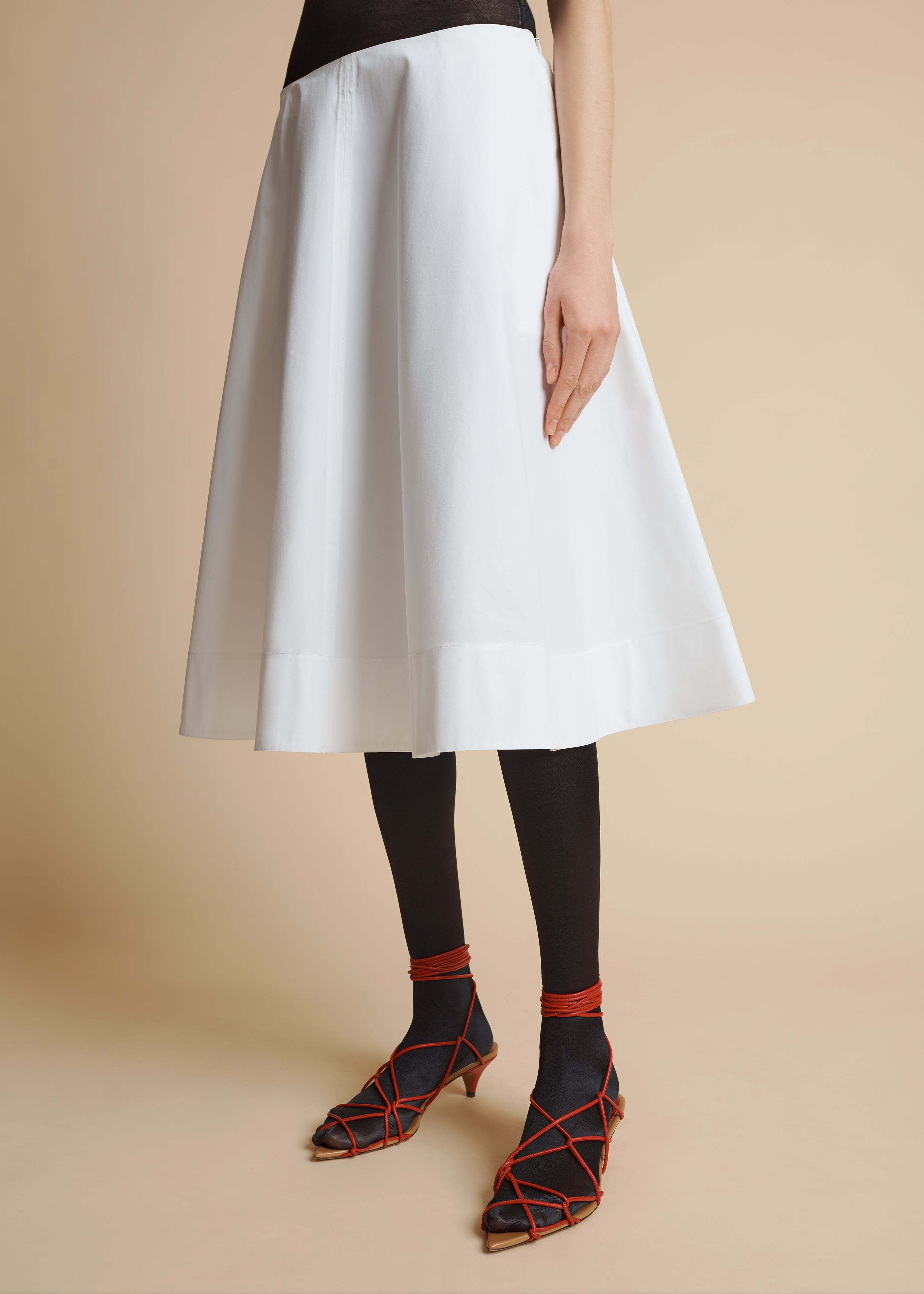 Khaite A-line Poplin Skirt In White