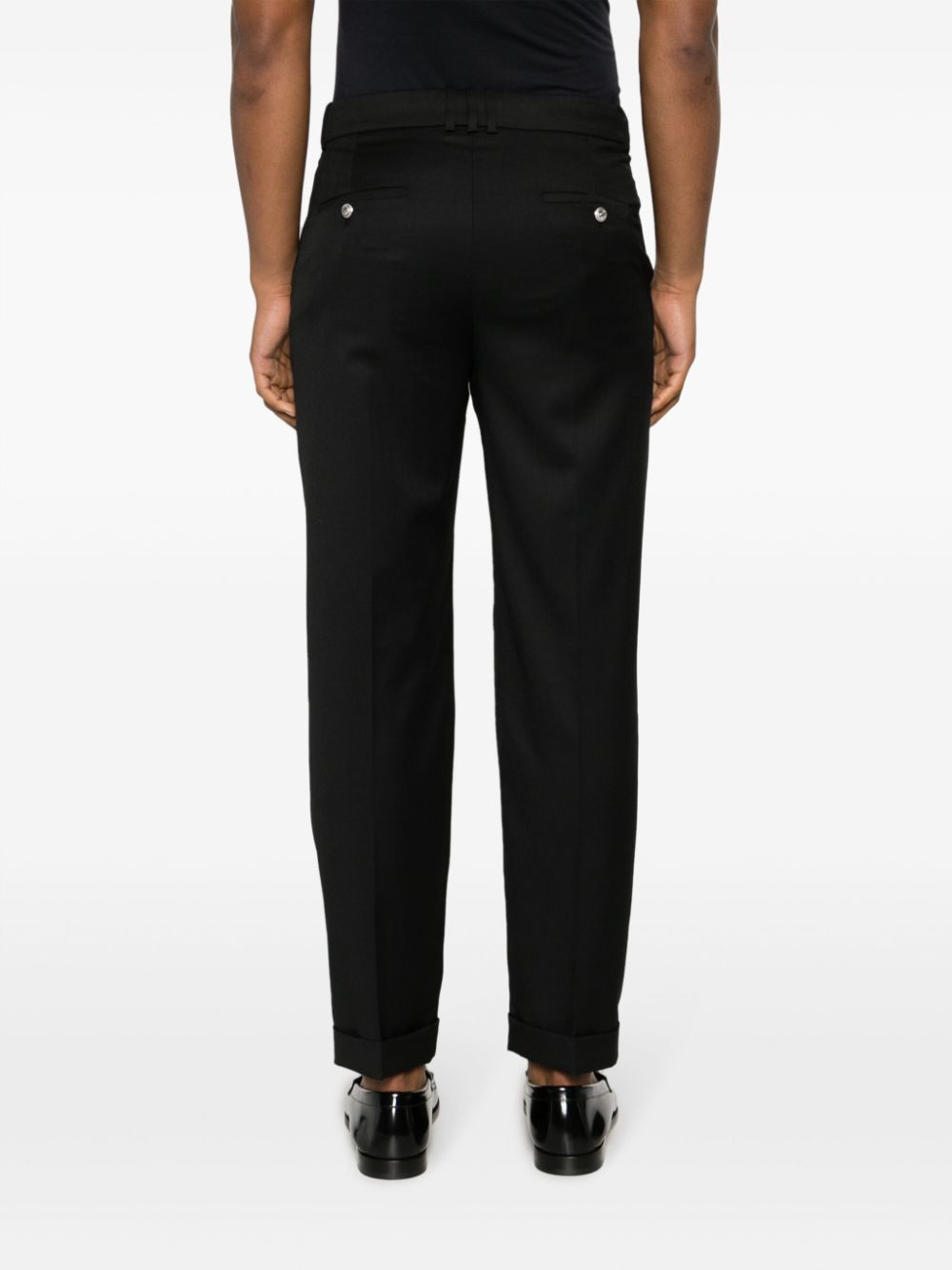Balmain Pleated Wool Tailored Trousers In Black