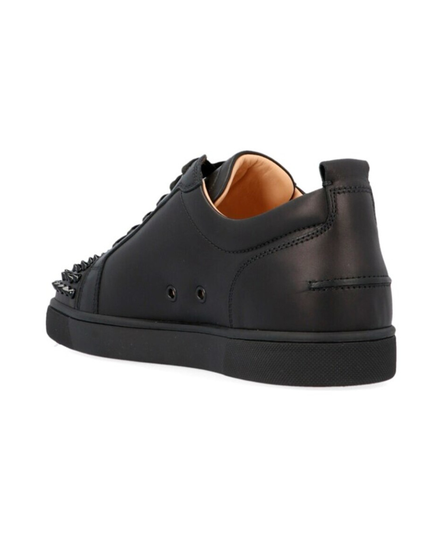 Christian Louboutin Louis Junior Spikes Cap-toe Leather Sneakers In Black
