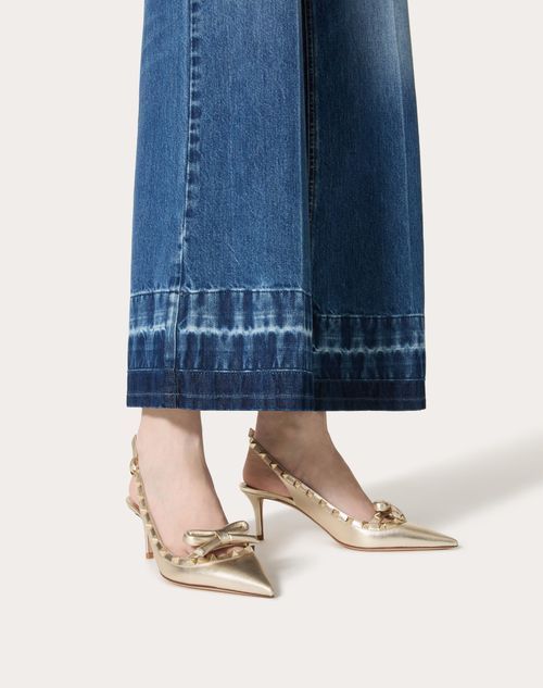 Valentino Garavani Rockstud Bow Slingback Pumps In Laminated Nappa Leather And 60mm Tone Studs Woman In Nude