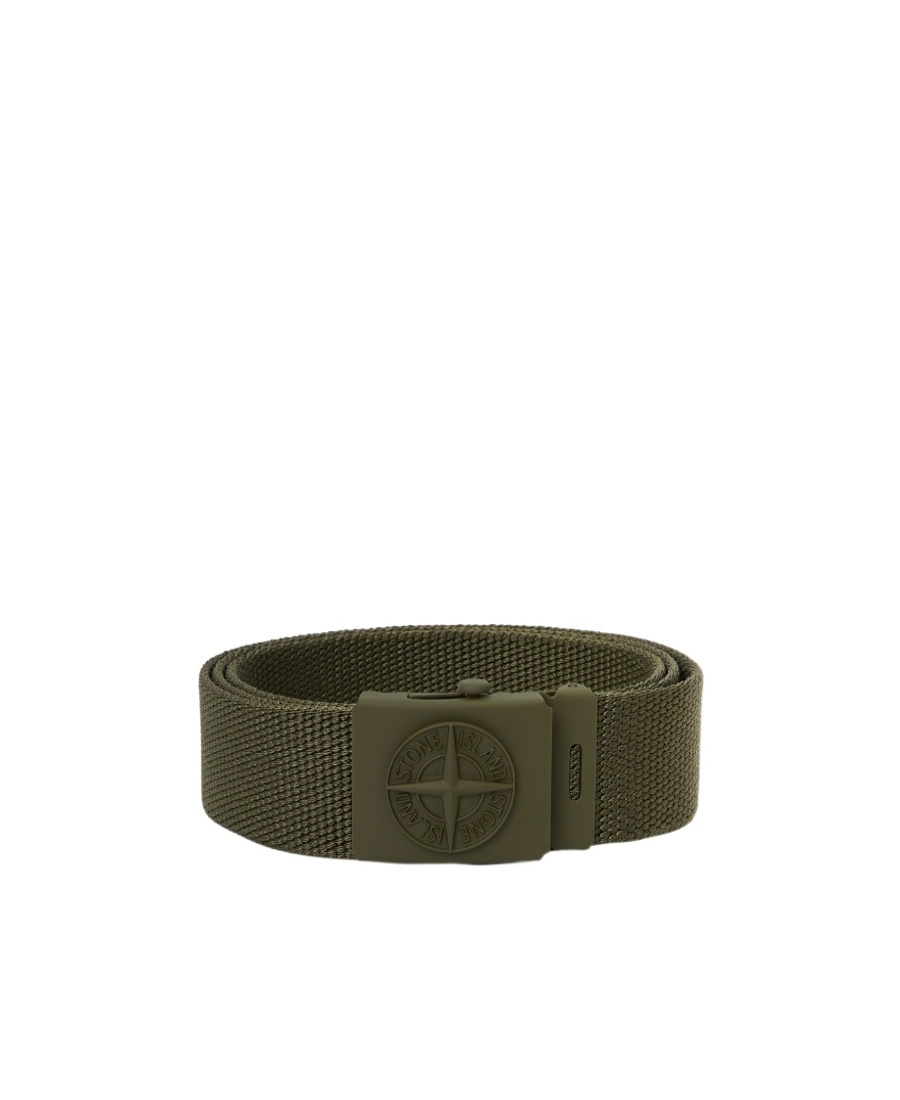 Stone Island Debossed-logo Detail Buckle Belt In Brown