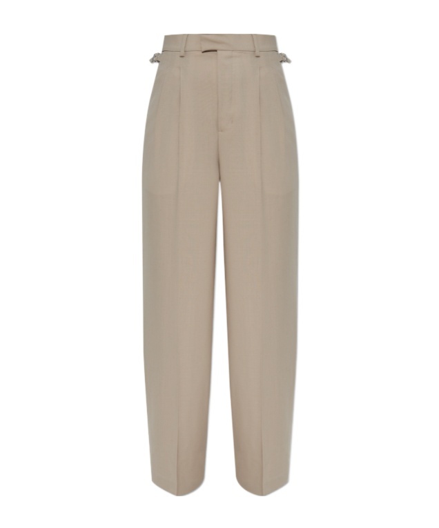 Ami Alexandre Mattiussi Pleated Buckle-fastening Trousers In Gray