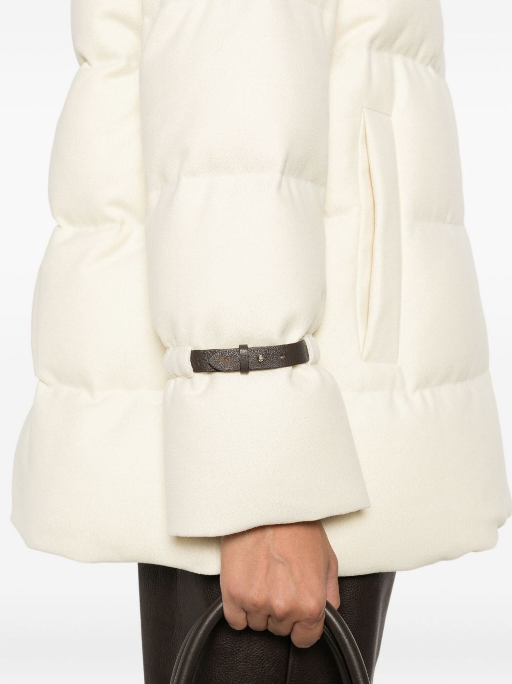 Herno Hooded Medium-length Wool Down Jacket With Zip Clothing In White