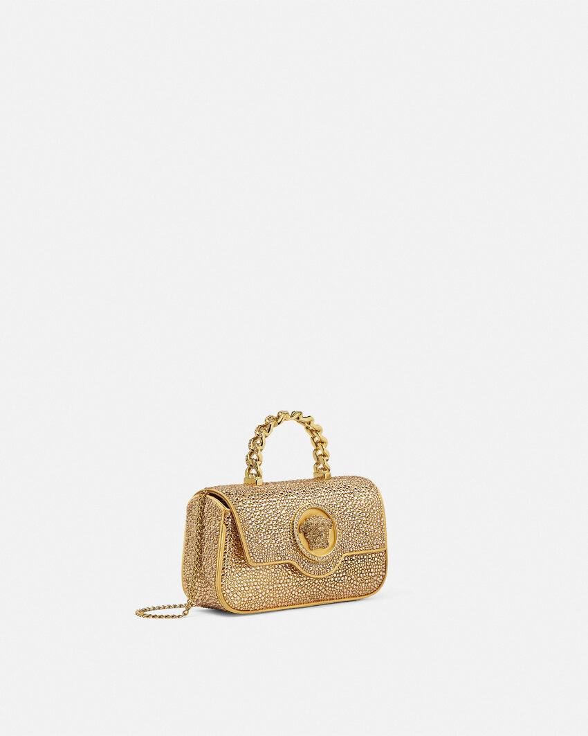 Versace Golden La Medusa Mini Crossbody Bag In Gold
