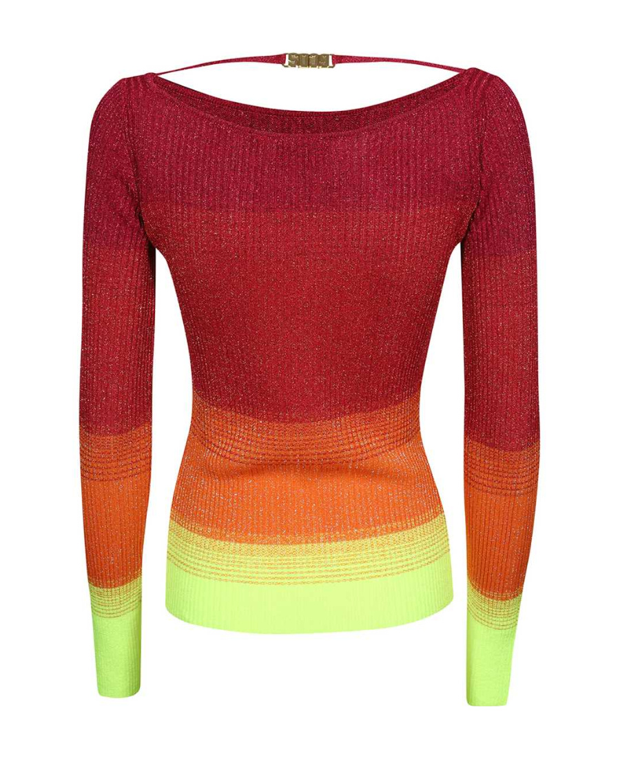 Gcds Colour-block Ribbed-knit Jumper In Red