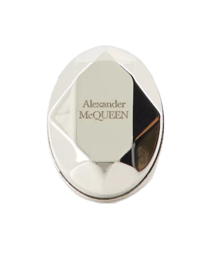 Alexander Mcqueen Logo Engraved Ring In White