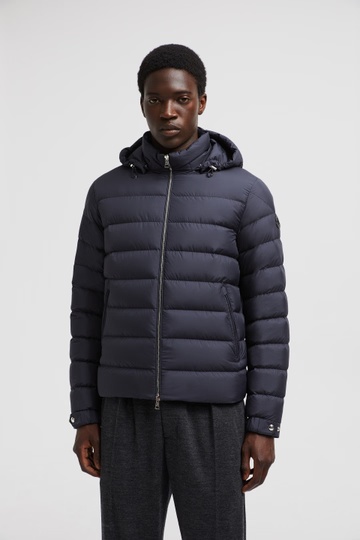 Moncler Men Arneb Down Jacket With Ton-sur-ton Logo Patch In Blue