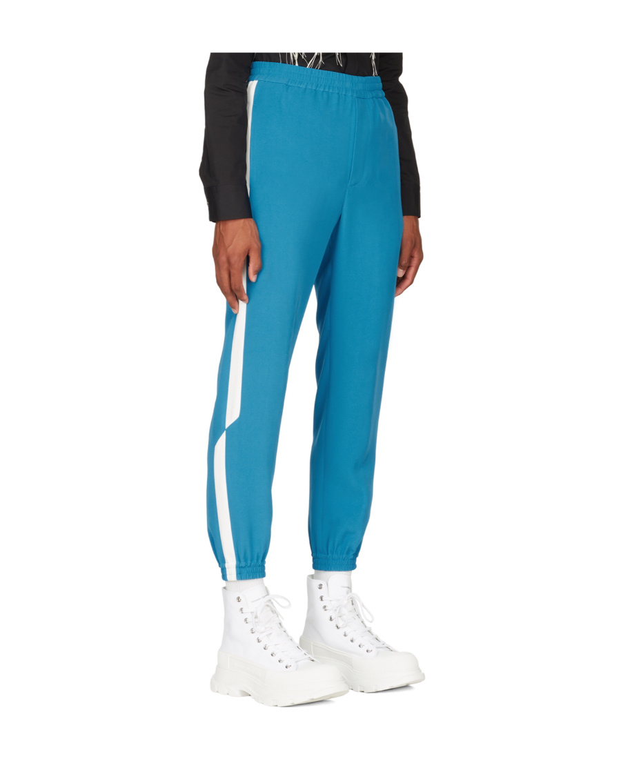 Alexander Mcqueen Blue Viscose Lounge Pants In Blue