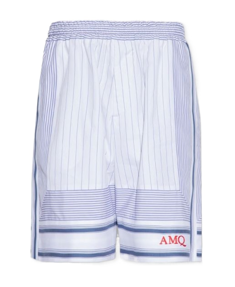 Alexander Mcqueen Striped Bermuda Shorts In Blue