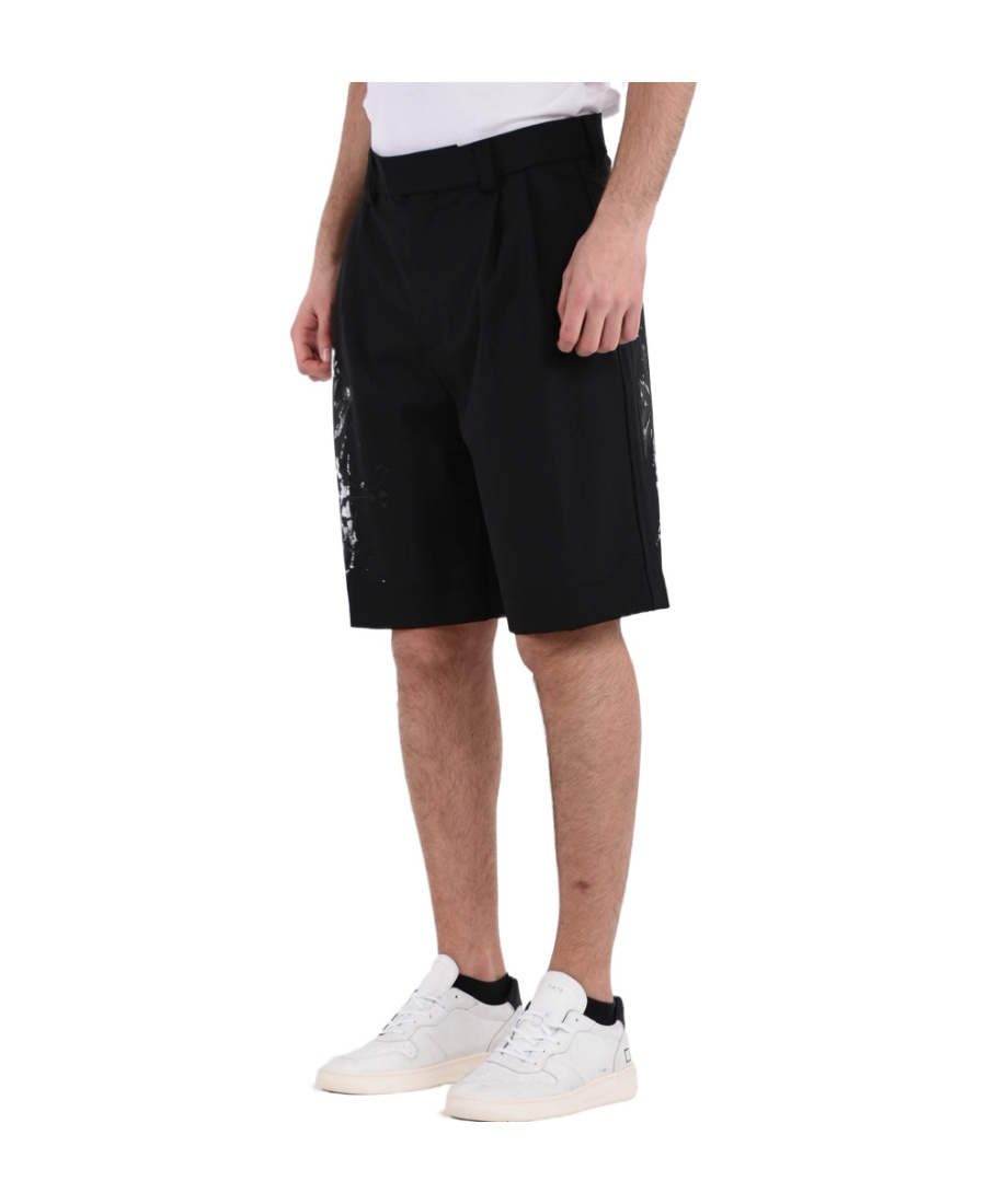 Msgm Paint Spatter Detail Shorts In Black