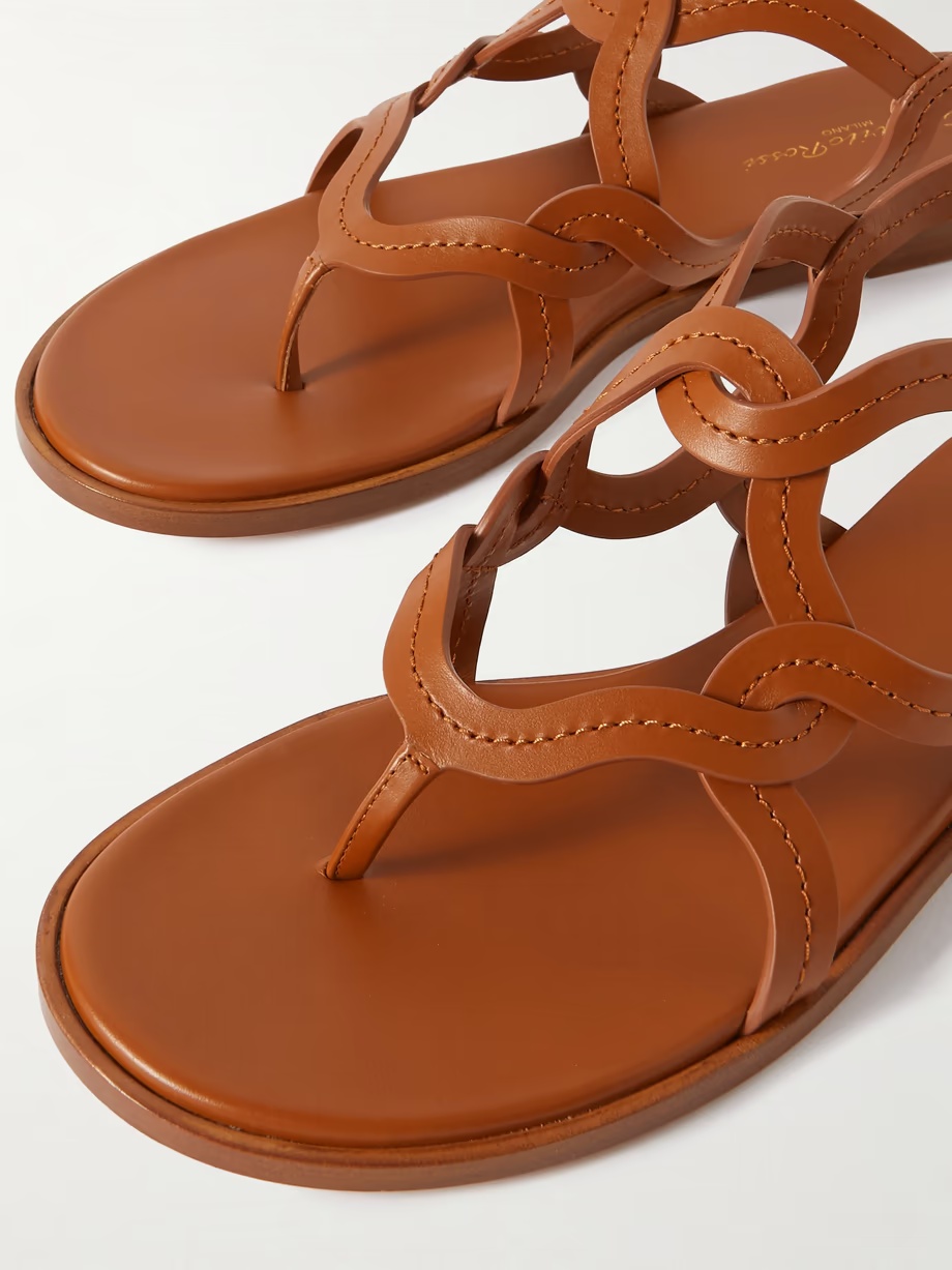 Gianvito Rossi Amalfi Knitted Flat Sandals In Brown