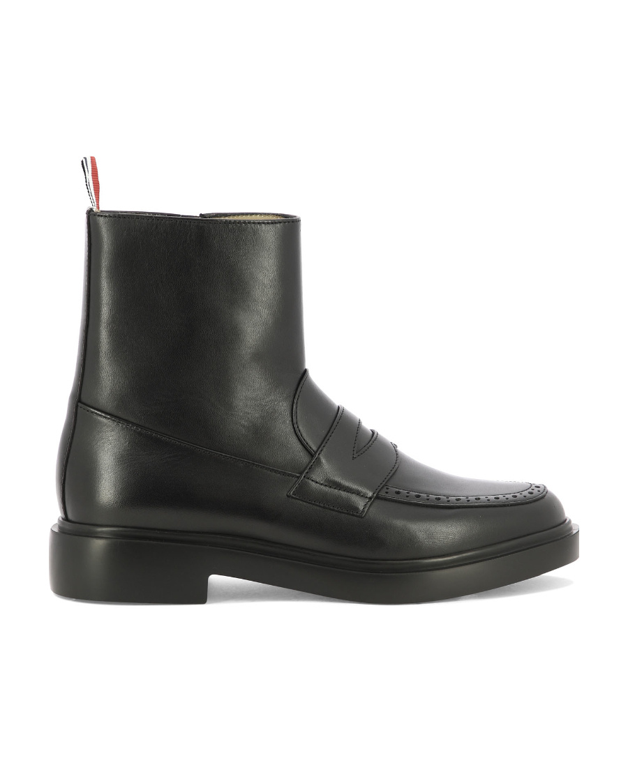 Thom Browne Penny Loafer Ankle Boots In Black