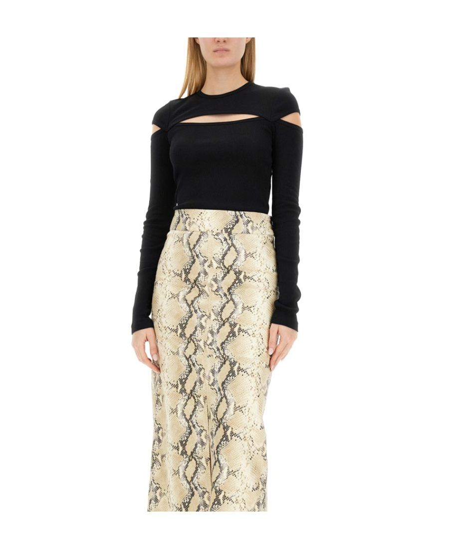 Shop Helmut Lang Slash Long-sleeve Top In Black