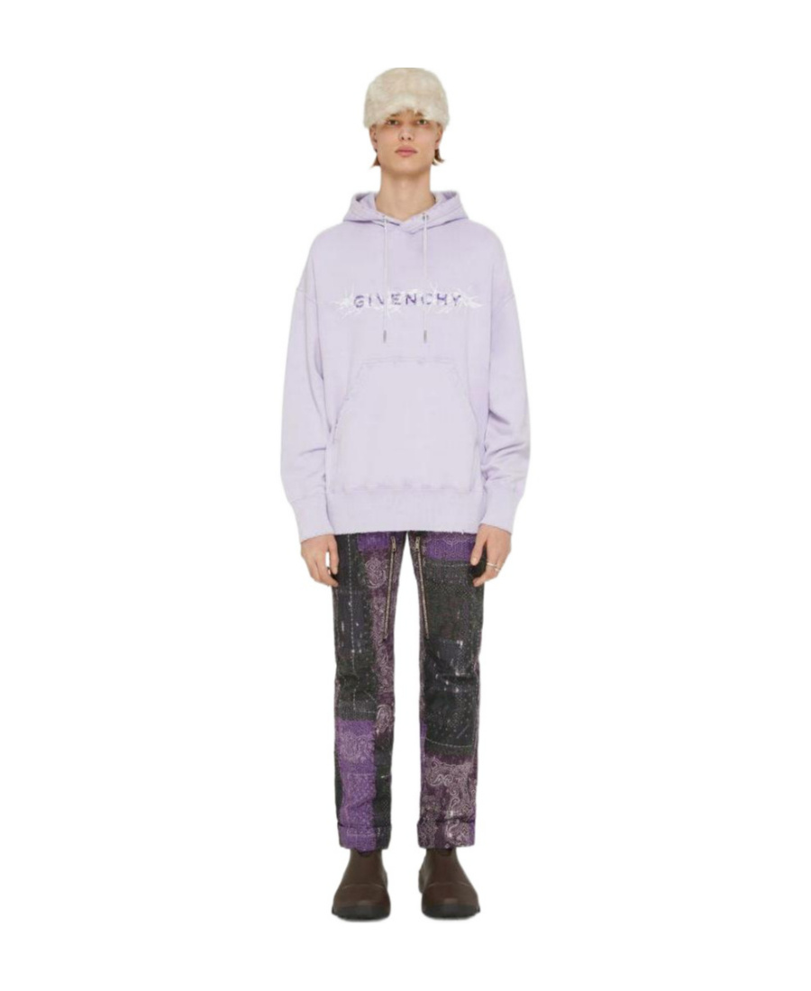 Givenchy Barbed Wire Printed Hoodie In Purple
