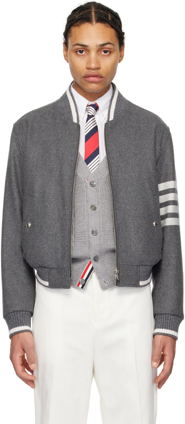 THOM BROWNE 4-BAR STRIPE BOMBER JACKET