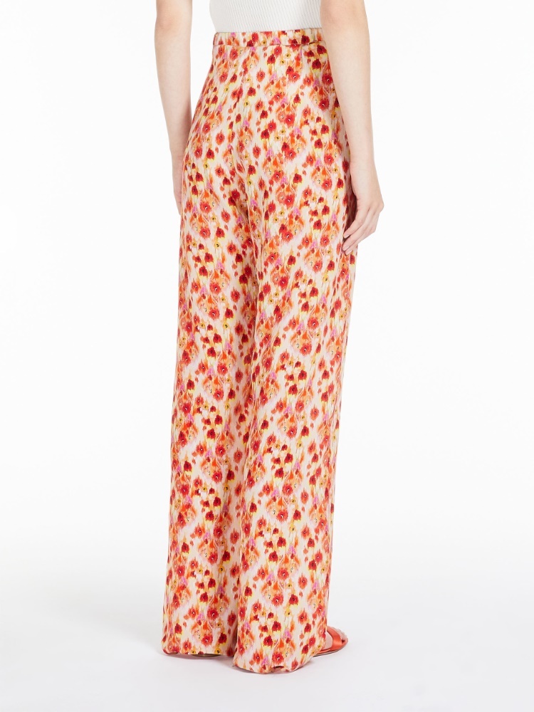 Max Mara Floral Printed Casual Pants In Nude