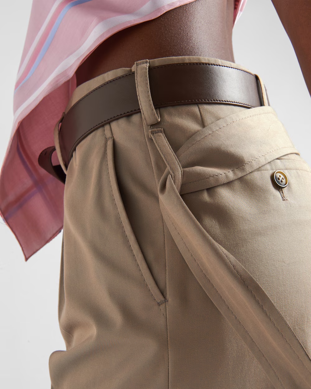 Prada Cotton Twill Bermudas In Nude