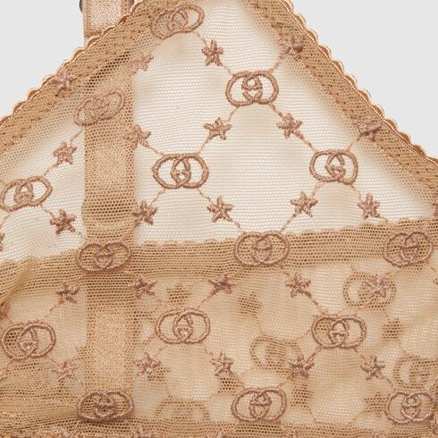 Gucci Gg Star Tulle Lingerie Set In Beige