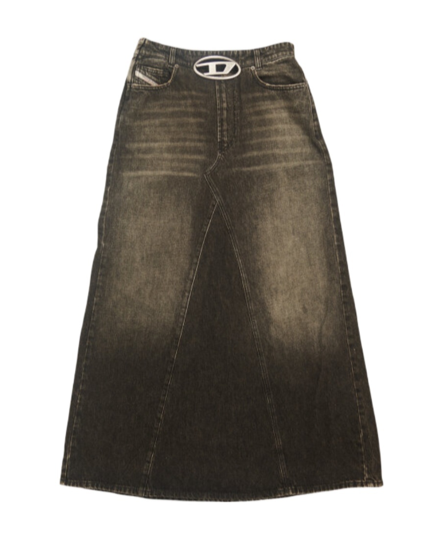Shop Diesel De-pago Denim Maxi Skirt In Black
