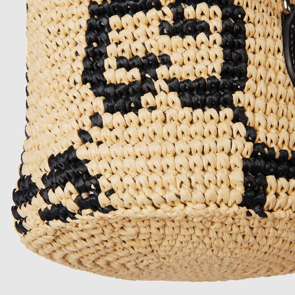 Gucci Gg Super Mini Bucket Bag In Natural And Black