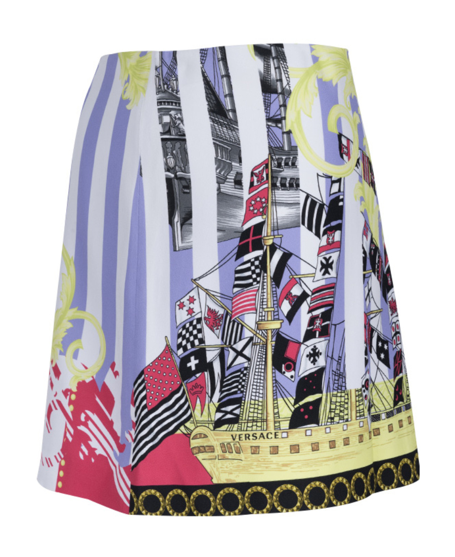 Versace Stripe Print Skirt In Multicolor