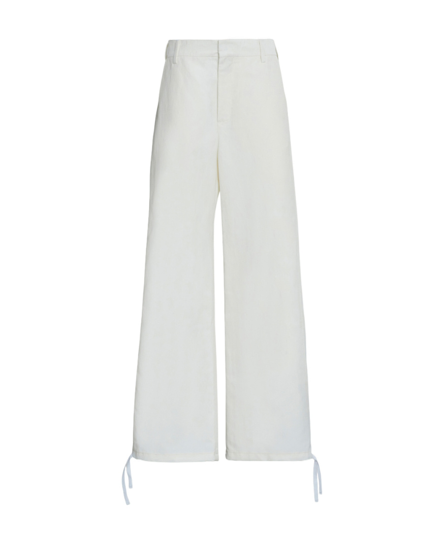 Marni Embroidered-logo Straight-leg Trousers In White