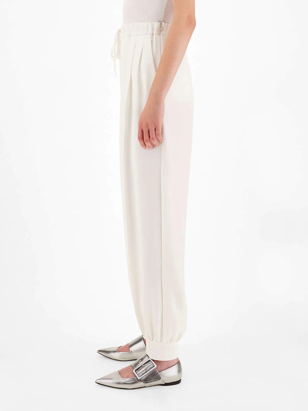 Max Mara Elastic Band Design Casual Pants In White