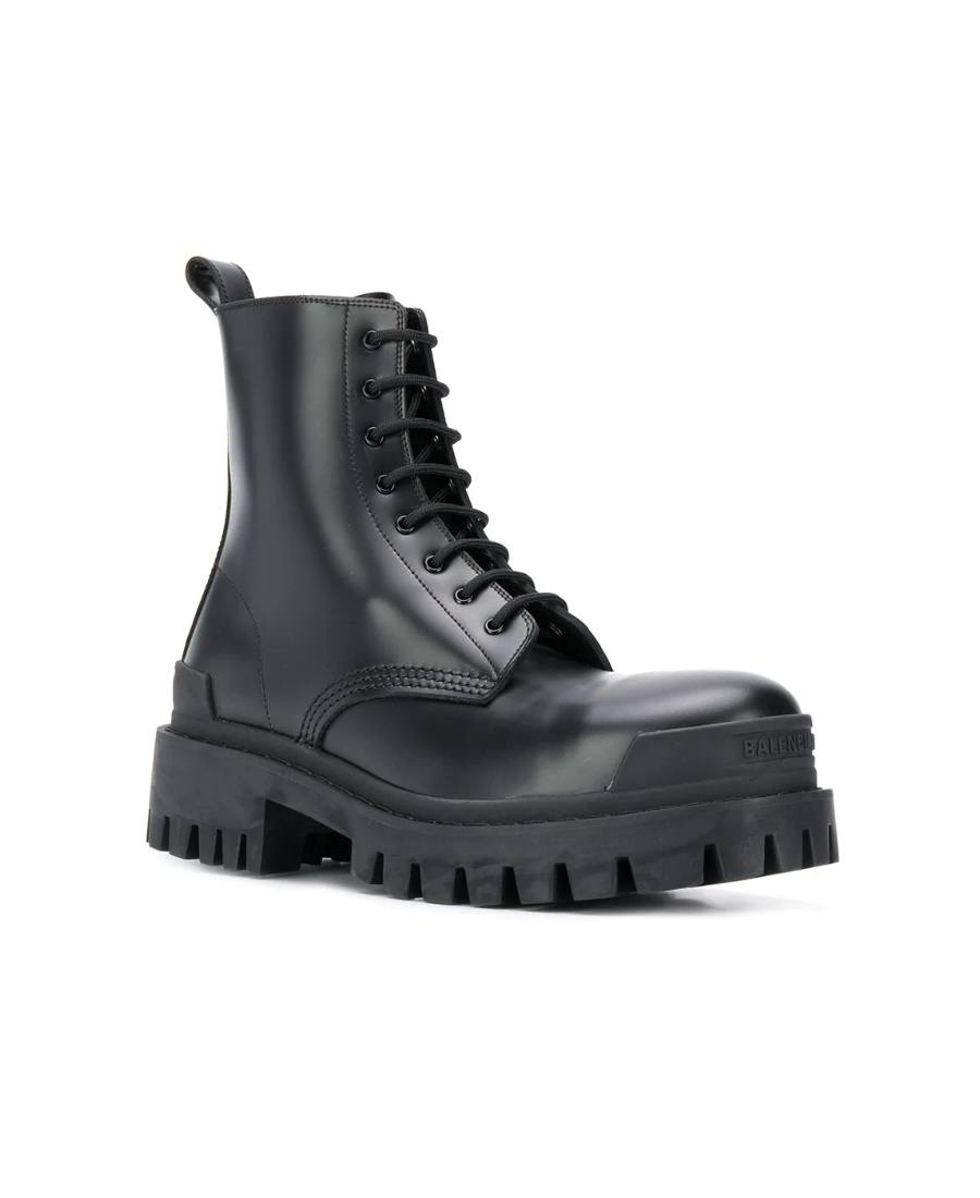 Balenciaga 60mm Strike Leather Combat Boots In Black