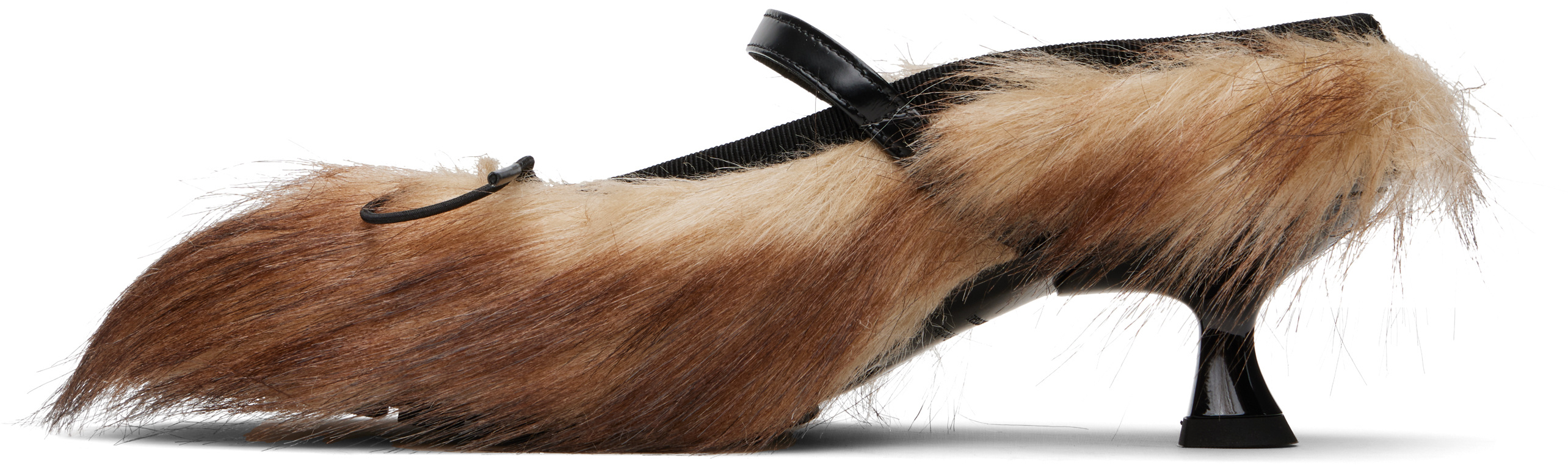 Simone Rocha Grip Faux Fur And Canvas Mules In Brown