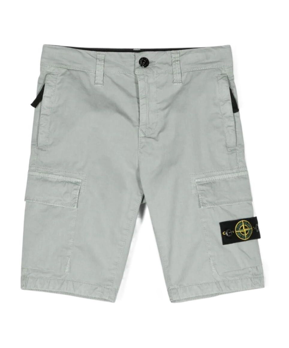 Stone Island Compass-patch Knee-length Cargo Shorts In Gray