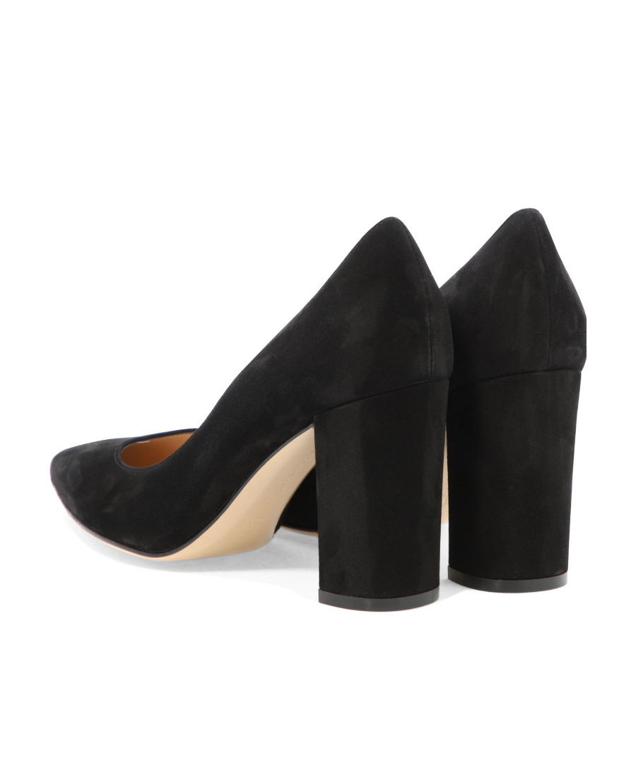 Gianvito Rossi Block-heel Pointed Suede Pumps In Black