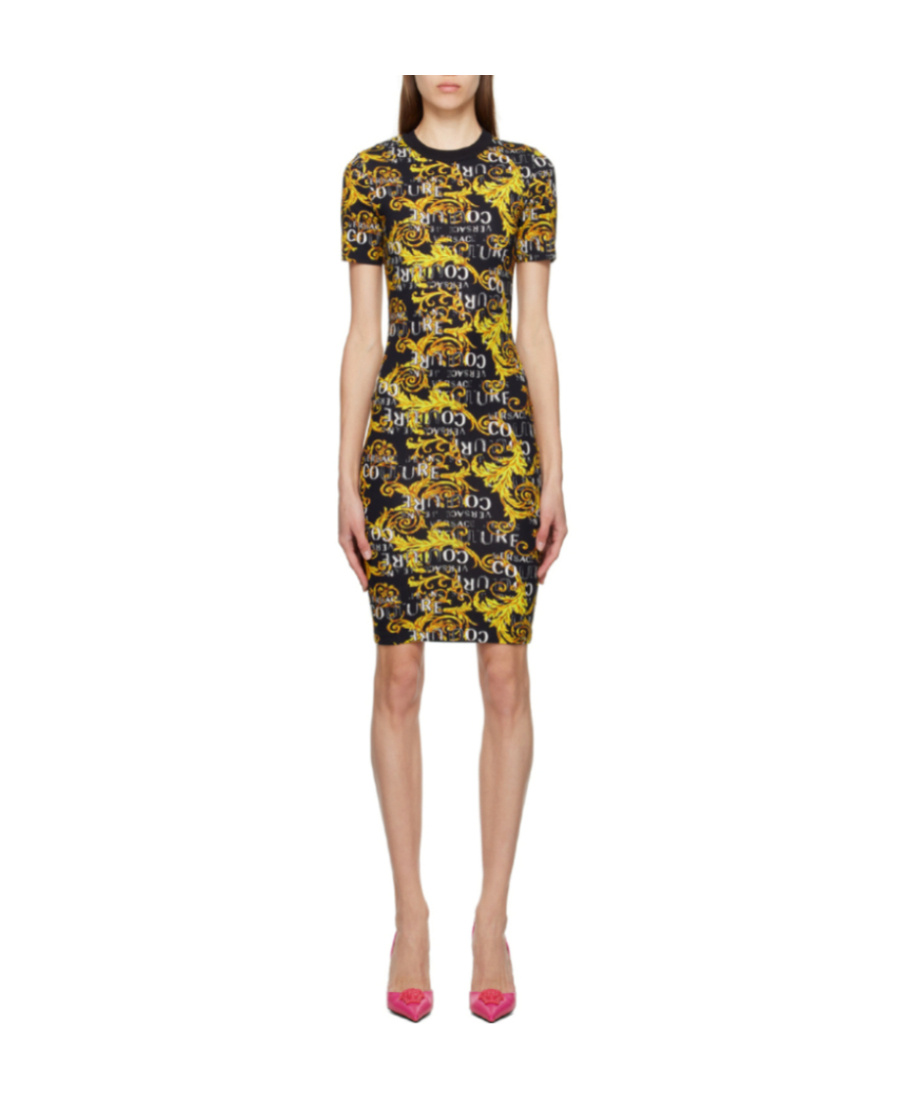 Versace Jeans A Dress With Logo Pattern In Multicolor